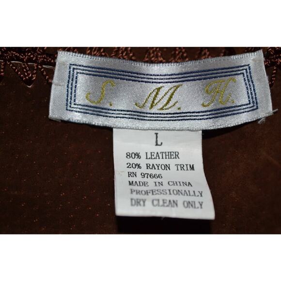 Vintage S.M.H. Brown Patchwork Suede Hippie Lined Duster Size Large - Picture 5 of 8